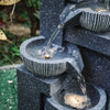 Solar Cascading Bowls In/Outdoor Water Feature Fountain LED Lights Garden Decor