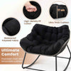 Outdoor Rocking Chair Oversized Patio PE Wicker Egg Chair-Black
