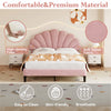 Double Bed 135x190 cm Velvet Upholstered Platform Bed Frame with Headboard Pink