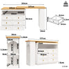 360° swivelling 2 Tier Dining Bar Table Kitchen Storage Island with 6 Drawers