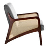 Wooden Frame Accent Armchair Corduroy Fabric Rattan Arm Padded Seat Single Sofa