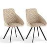2x Faux Leather Dining Chairs Metal Legs Kitchen Chairs Beige Dining Room