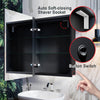 LED Bathroom Mirror Cabinet Shaver Socket Illuminated Button Black Iron Frame