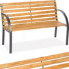Wooden Garden Bench Seat Steel Wood Balcony Outdoor Weatherproof Furniture New
