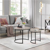 Nesting Coffee Tables Set of 2, Round Stacking End Side Tables for Living Room