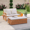Patio Solid Acacia Wood Loveseat & Storage Ottoman-White