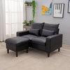 2 Seater faux leather/Linen Fabric Love Seat Sofa Armchair with Footstool Couch