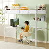Single Solid Metal Loft Bed Frame High Sleeper Bunk Bed Study Desk Cabin Bed