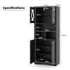 Bathroom Freestanding Pantry Cabinet w/ Adjustable Shelves-Black