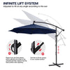 3M Garden Cantilever Parasol w/ LED Lights Outdoor Banana Hanging Tilt Crank