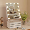 Hollywood Make up Mirror with Storage 3-Tier Jewelry Box LED Lighted Tabletop