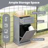 Laundry Cabinet with Basket Freestanding Tilt Out Laundry Hamper W/Drawer-Grey