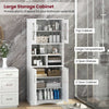 Large Floor Storage Cabinet w/ Acrylic Doors & 3 Cubes-White