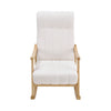 Creamy Fabric Upholstered Rocking Chair Living Room Nap Relaxing Rocker Armchair