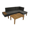 4 Seater Rattan Furniture Set Corner Sofa Acacia Wood Table Garden Patio Outdoor