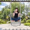 Garden Outdoor Patio Hammock Chair Cotton Rope Macrame Hanging Swing Chair Grey