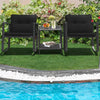 3Pcs Outdoor Rocking Bistro Set Garden PE Rattan Rocking Chair Set w/Cushion