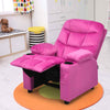 Larger Kids Recliner Chair Adjustable Velvet Fabric Lounge Sofa Recliner-Pink