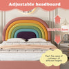 4FT6 Double Upholstered Bed with Slatted Bed Frame and Rainbow Headboard Pink