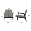 Retro Single Chair Solid Wood Frame Armchair Grey Cushion Padded Sofa 1 Seater