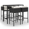 5 Piece Garden Bar Set with Cushions Poly Rattan Black vidaXL