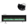 60inch Electric Fireplace Crystals LED Fire Heater Inset Wall/Freestanding Black
