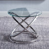 Modern Coffee Table Round Tempered Glass Top Chrome Base Sofa Side End Table