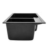 Black Composite Kitchen Sink with Waste Plug Kit Deep Bowls Undermount Dual Bowl