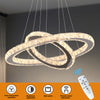 UK Crystal 2-Ring Chandelier LED Ceiling Lights Pendant Light Dimmable w. Remote
