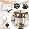 74cm Large 6-Light Black Geometric Chandelier Height Adjustable Light Fixture UK