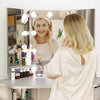 Corner Dressing Table with LED Lights Vanity Makeup Desk with Mirror & 5 Drawers