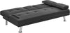 Sofa Bed Faux Leather with Cup Holders 2 Seater Click Clack Living Room Recliner