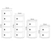Plastic Storage Cabinet Floor Standing Round Cupboard Bedside Table Nightstand