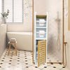 Free Standing Toilet Paper Roll Holder Stand Wood Bathroom Storage Cabinet White
