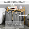 Bathroom Bamboo Laundry Basket Hamper Cloth Pull Out Bag Top Shelf Storage Unit