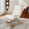 Rocking Chair Boucle Fabric Armchair with Backrest & Footrest for Living Room