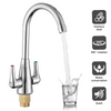 Modern Kitchen Sink Mixer Taps Swivel Spout Twin Lever Tap Mono Faucet Chrome UK