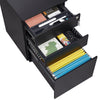 Office Mobile Filing Cabinet Metal Cupboard Drawer Unit on 5 Castors 3 Drawers