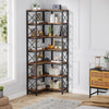 Corner Bookshelf, Large Modern Corner Bookcase with Metal Frame for Living Room