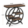 3-Tier End Table Wood Narrow Sofa Side Table with Storage Shelves, Rustic Brown