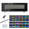 50 60 72"Electric Standing LED Fireplace TouchScreen Wall Inset Black/Grey Glass