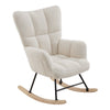 Relax Rocking Chair Teddy Fleece Glider Chair Lounge Rocker Seat w/ Side Pocket