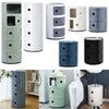 Plastic Storage Cabinet Floor Standing Round Cupboard Bedside Table Nightstand