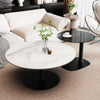 2pcs Round Coffee Table Set Thicken Solid Slate & Glass Tabletop Bedside Table