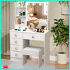 Vanity Dressing Table Set Makeup Desk with 3-Color LED Lighted Mirror 6 Drawers