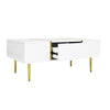 Modern High-gloss Coffee Table with 2 drawer for Living Room, White