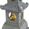 2 Tiers Stone Tower Garden Water Feature Solar LED Cascading Fountain Outdoor UK