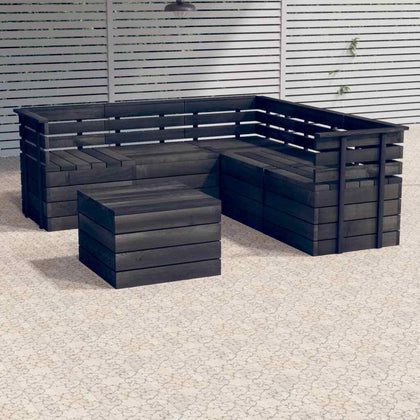 6 Piece Garden Pallet Lounge Set Solid Pinewood Dark Grey