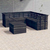 6 Piece Garden Pallet Lounge Set Solid Pinewood Dark Grey