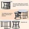 Round Coffee Tables Set of 2 End Table Nesting Tables Marble Pattern Living Room